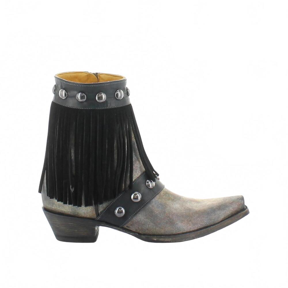 NEW OLD GRINGO women's milan fringes boots in petrol charcoal - Picture 1 of 6